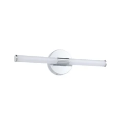 Aplique de pared LED Ramola, color cromado, ancho 45 cm, IP44, CCT