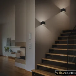 Aplique de pared LED recargable Barro, negro Ancho 8 cm Metal, sensor