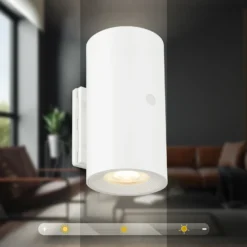 Aplique de pared LED recargable Isy, blanco mate, plástico, 3000 K