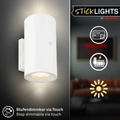 Aplique de pared LED recargable Isy, blanco mate, plástico, 3000 K