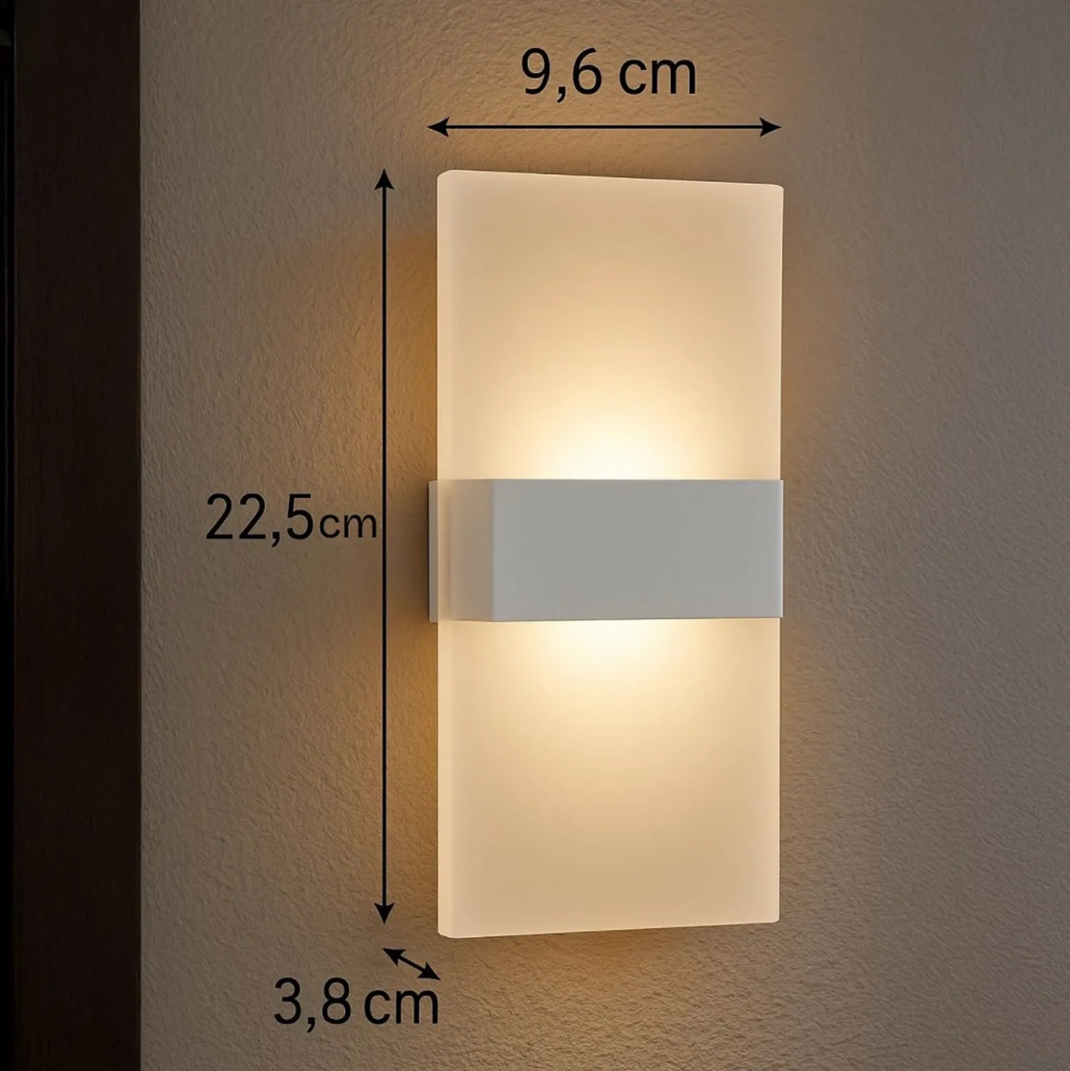 Aplique de pared LED recargable Magnetics, blanco, atenuable, 22,5 cm de