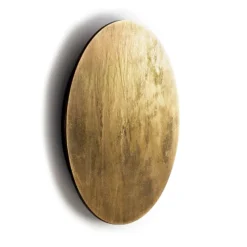 Aplique de pared LED Ring L, Ø 35 cm, madera contrachapada, color dorado
