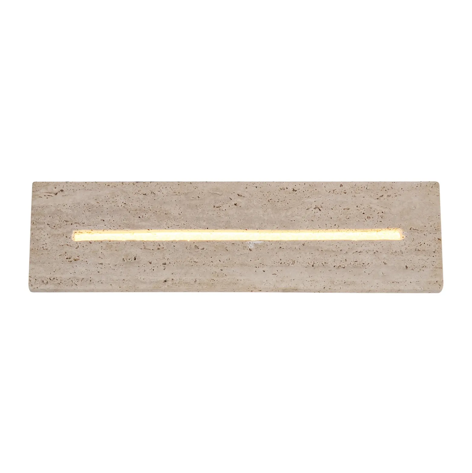 Aplique de pared LED Rojas, beige/blanco, travertino, 40 cm de ancho