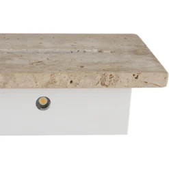 Aplique de pared LED Rojas, beige/blanco, travertino, 40 cm de ancho