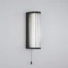 Aplique de pared LED Rue, negro, IP44, metal, cristal, 3.000 K