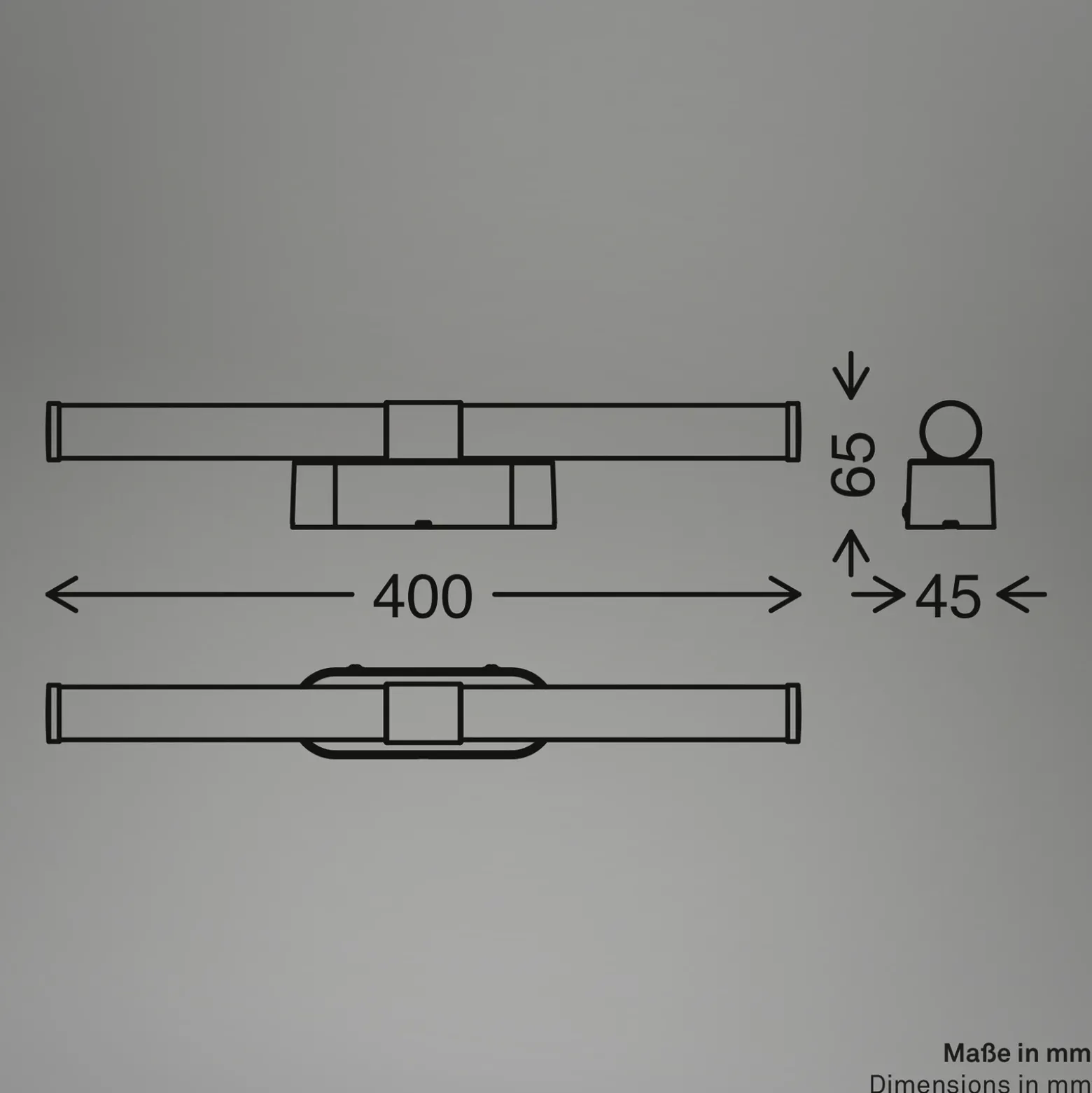 Aplique de pared LED Runt, cromada, 4000 K, IP44, longitud 40 cm