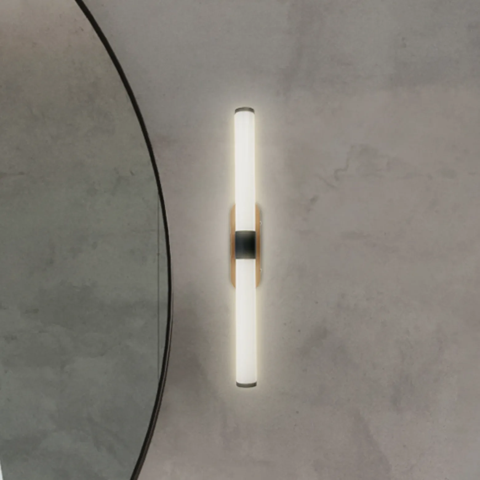 Aplique de pared LED Runt, negro/madera 3000 K IP44 Longitud 40 cm