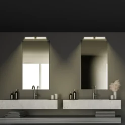Aplique de pared LED Runt, negro/madera 3000 K IP44 Longitud 40 cm