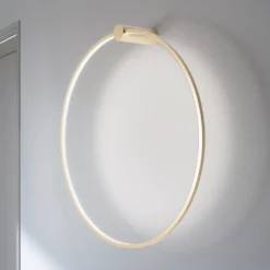 Aplique de pared LED Saturno, dorado, Ø 80 cm, metal, 4000 K