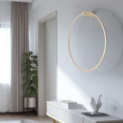 Aplique de pared LED Saturno, dorado, Ø 80 cm, metal, 4000 K