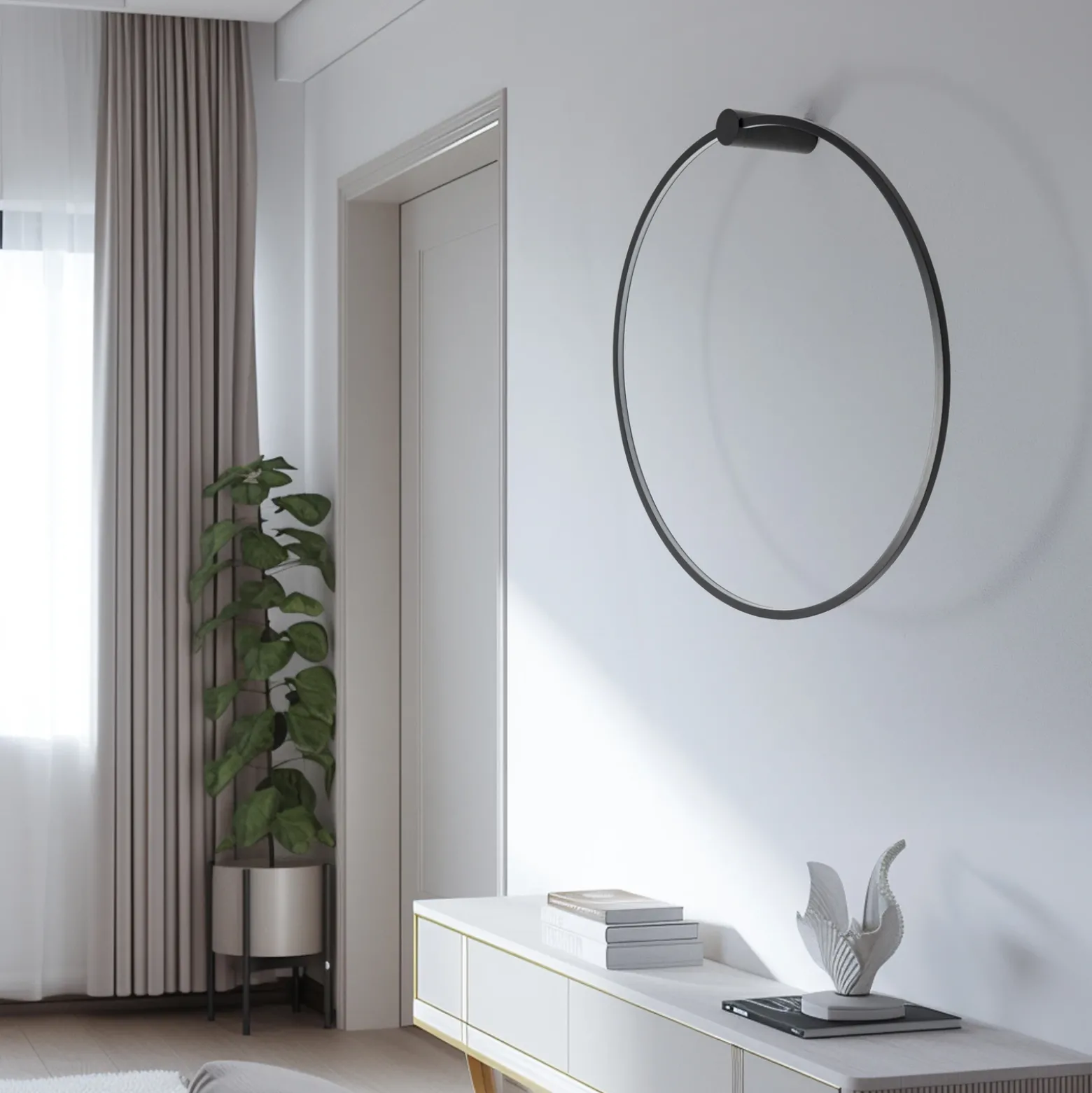 Aplique de pared LED Saturno, negro, Ø 80 cm, metal, 4000 K