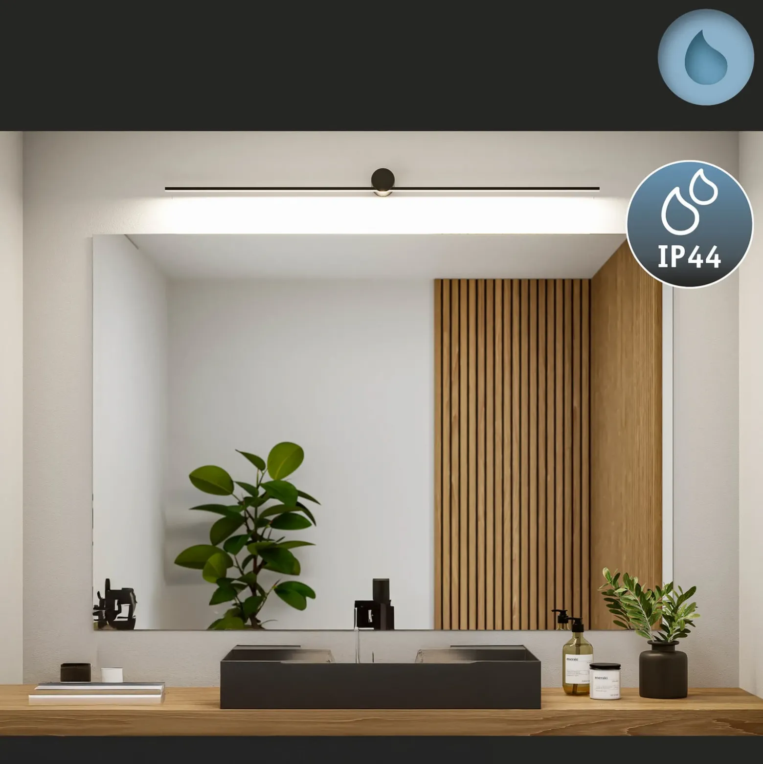 Aplique de pared LED Sava de Paulmann, negro, 120 cm, IP44