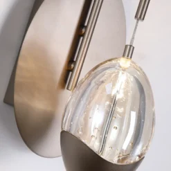 Aplique de pared LED Seeds, color crema, ancho 11 cm, vidrio/metal
