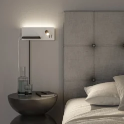 Aplique de pared LED Serra de Paulmann, izquierda, USB-C, blanco/negro