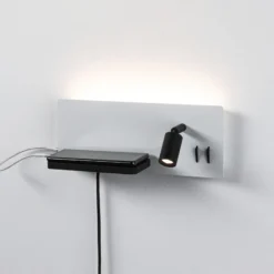 Aplique de pared LED Serra de Paulmann, izquierda, USB-C, blanco/negro