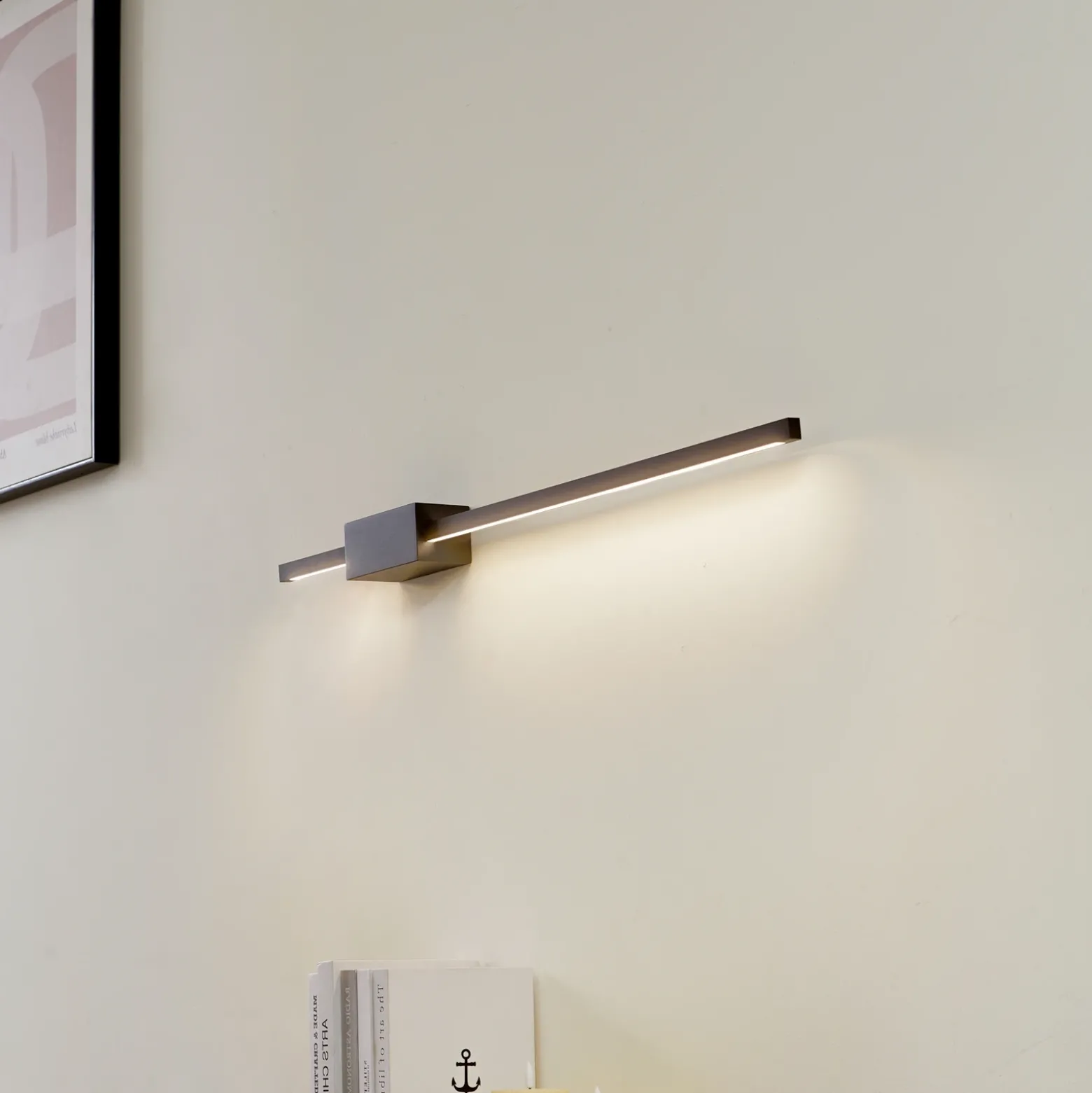 Aplique de pared LED Skaila de Lucande, negro, longitud 90 cm, 3000 K