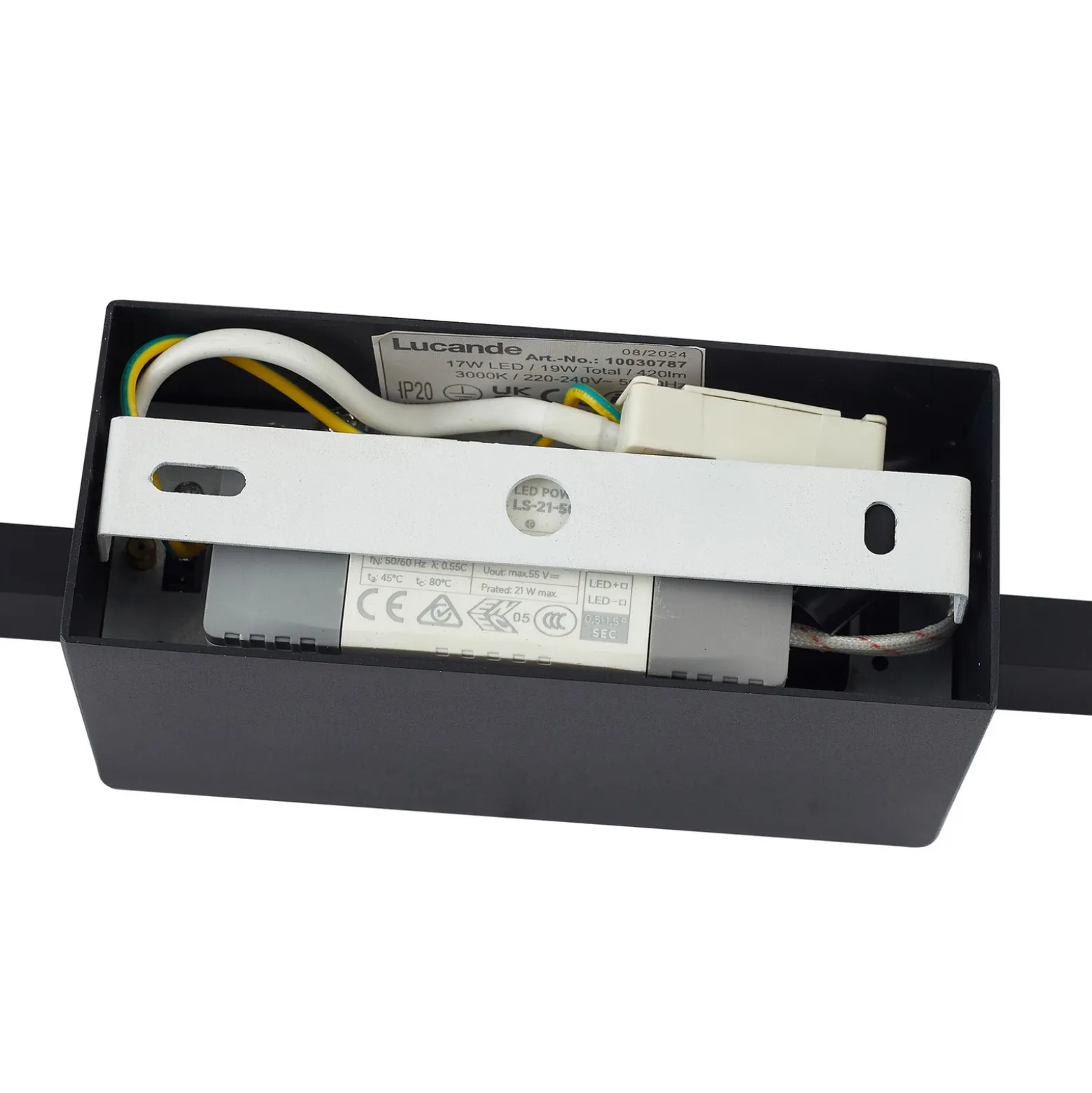 Aplique de pared LED Skaila de Lucande, negro, longitud 90 cm, 3000 K