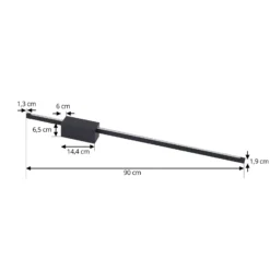 Aplique de pared LED Skaila de Lucande, negro, longitud 90 cm, 3000 K