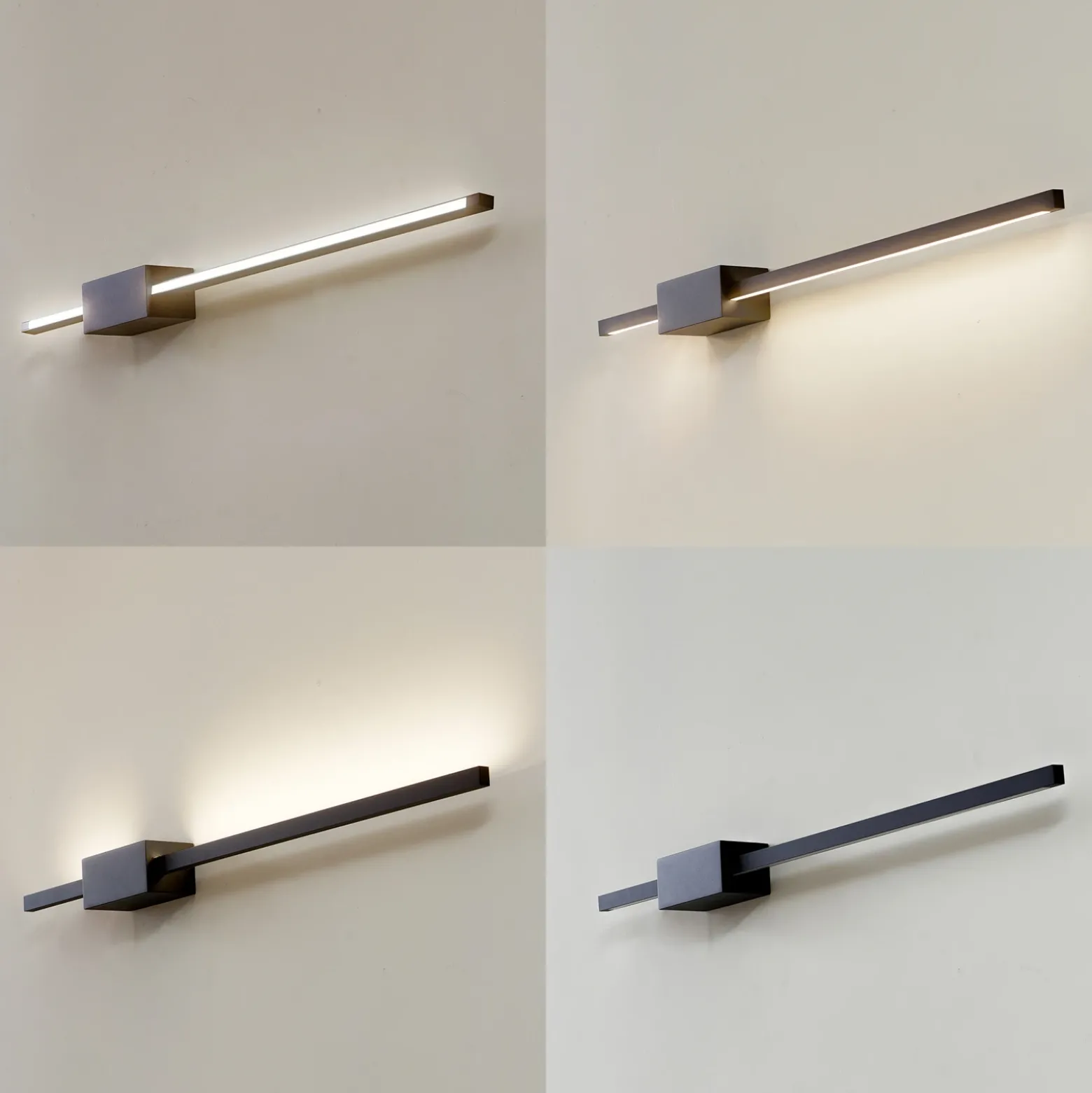 Aplique de pared LED Skaila de Lucande, negro, longitud 90 cm, 3000 K