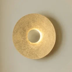 Aplique de pared LED Sole S, Ø 44 cm, color dorado, acero, 3.000 K