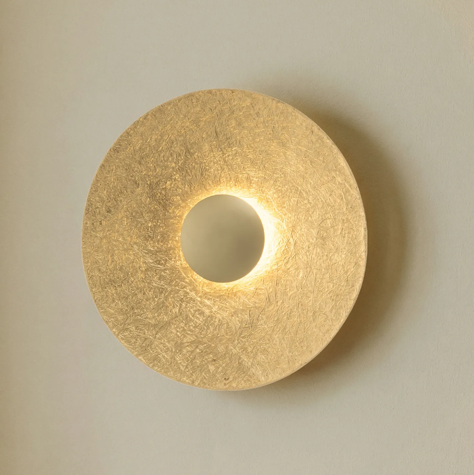 Aplique de pared LED Sole S, Ø 44 cm, color dorado, acero, 3.000 K