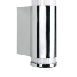 Aplique de pared LED Stefano, color cromo, altura 29 cm, metal, IP44