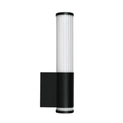 Aplique de pared LED Stefano, negro mate, altura 29 cm, metal, IP44