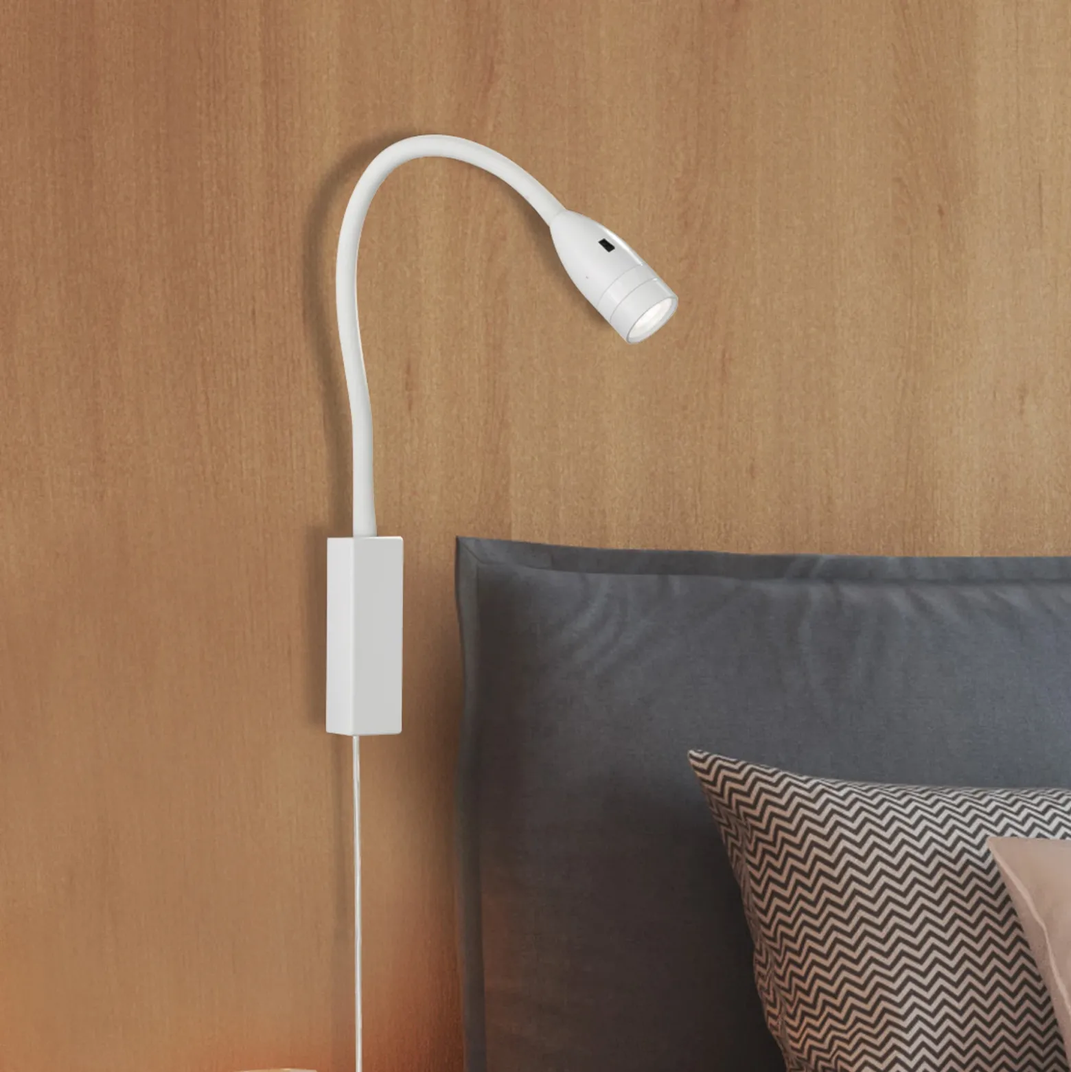 Aplique de pared LED Sten, blanco, altura 61 cm, control por gestos