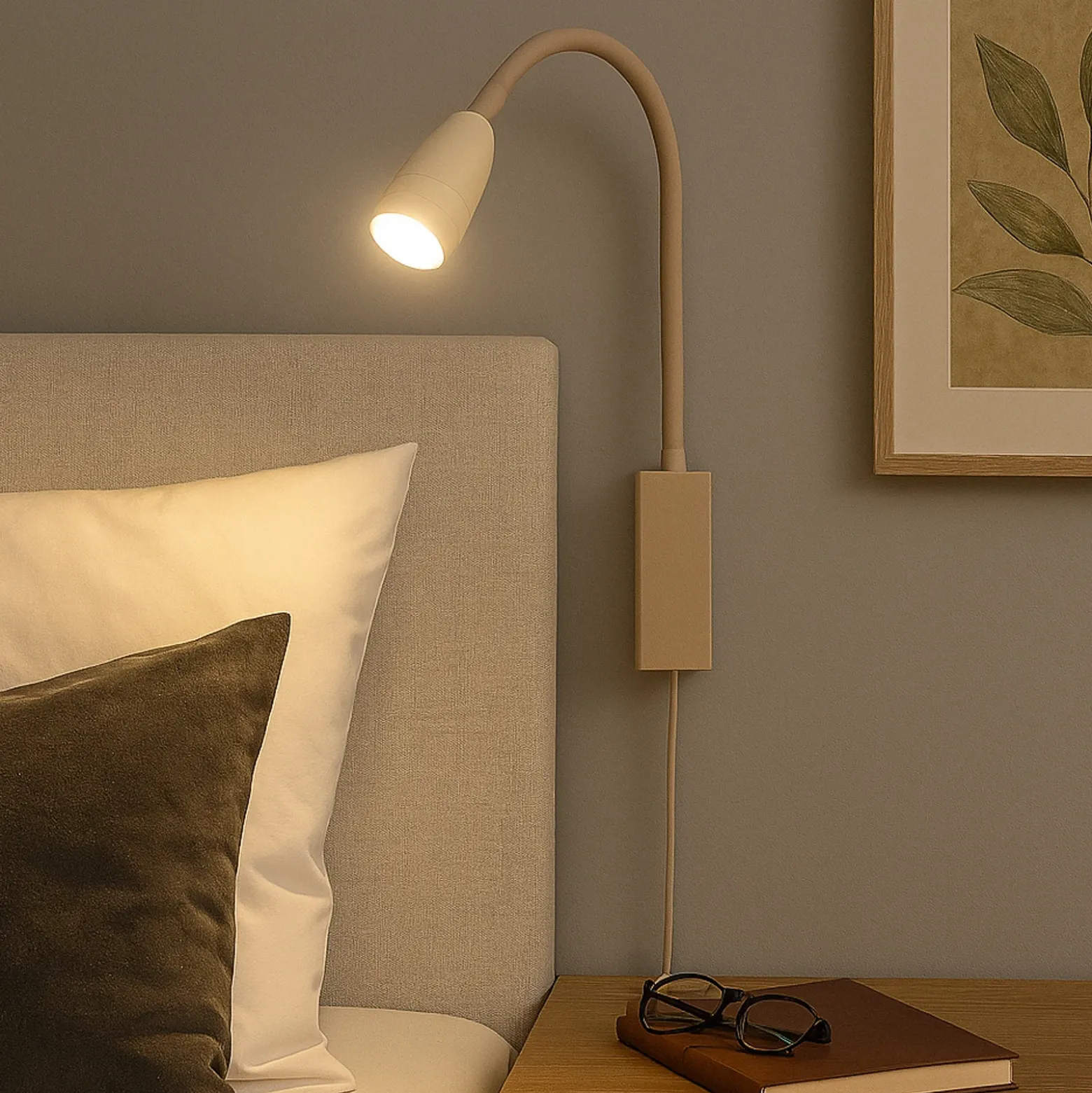 Aplique de pared LED Sten, color arena, altura 61 cm Control por gestos