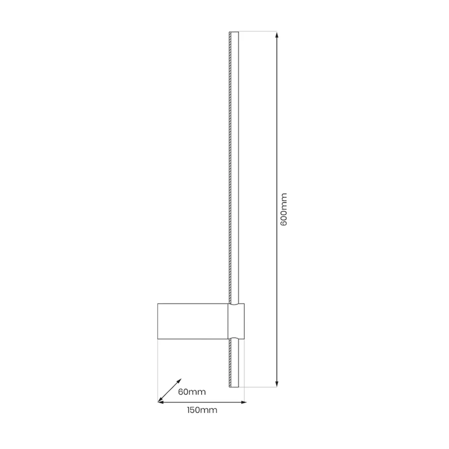 Aplique de pared LED Swing, altura 60 cm, CCT, metal, negro