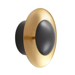 Aplique de pared LED Tiama de Lindby, metal, negro/oro, Ø 20 cm