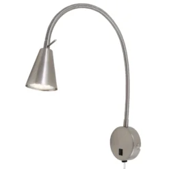 Aplique de pared LED Tusa, níquel, metal, 45 cm, brazo flexible