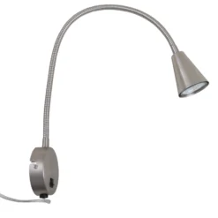 Aplique de pared LED Tusa, níquel, metal, 45 cm, brazo flexible