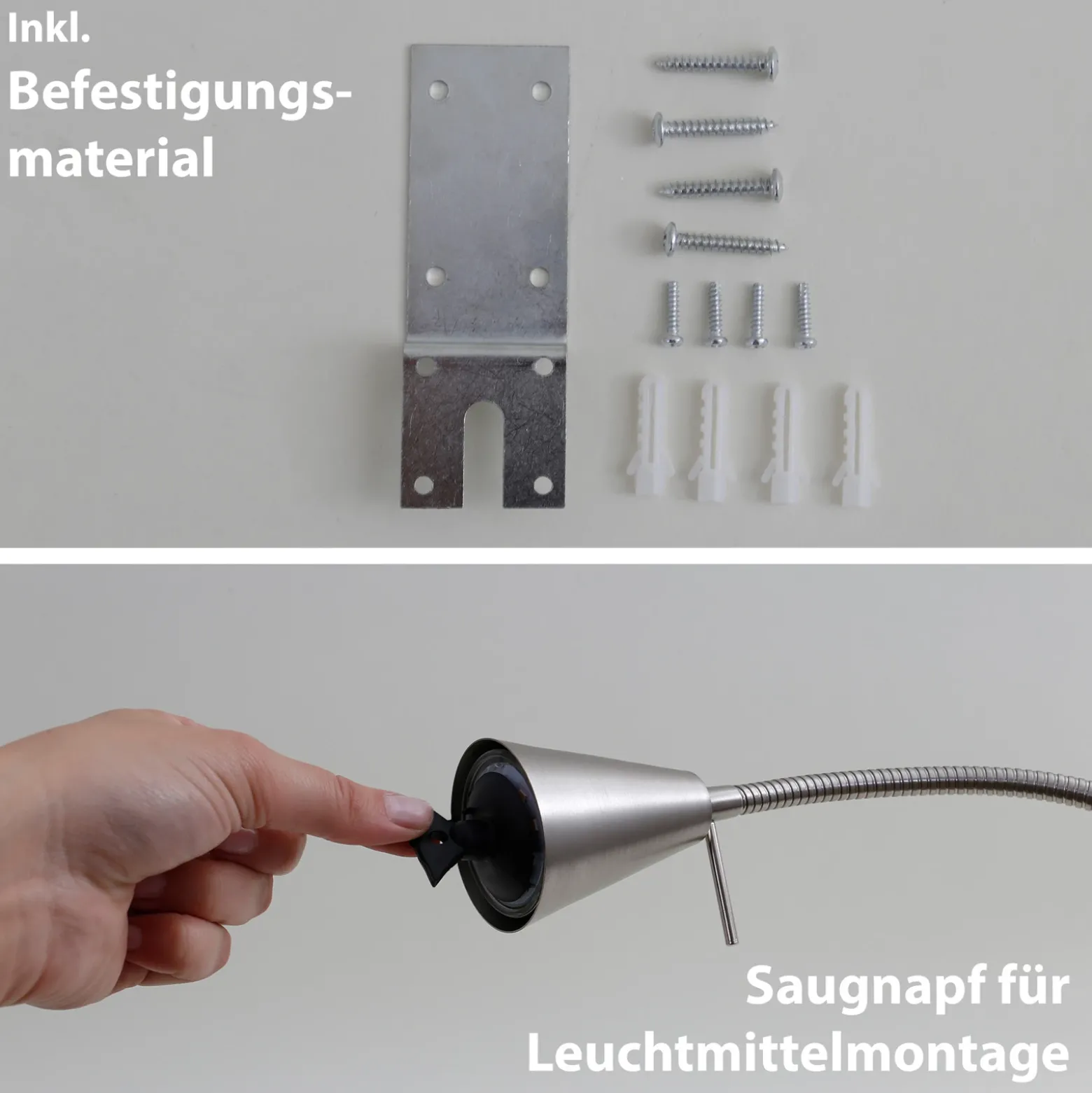 Aplique de pared LED Tuso, níquel, montaje en cama, metal