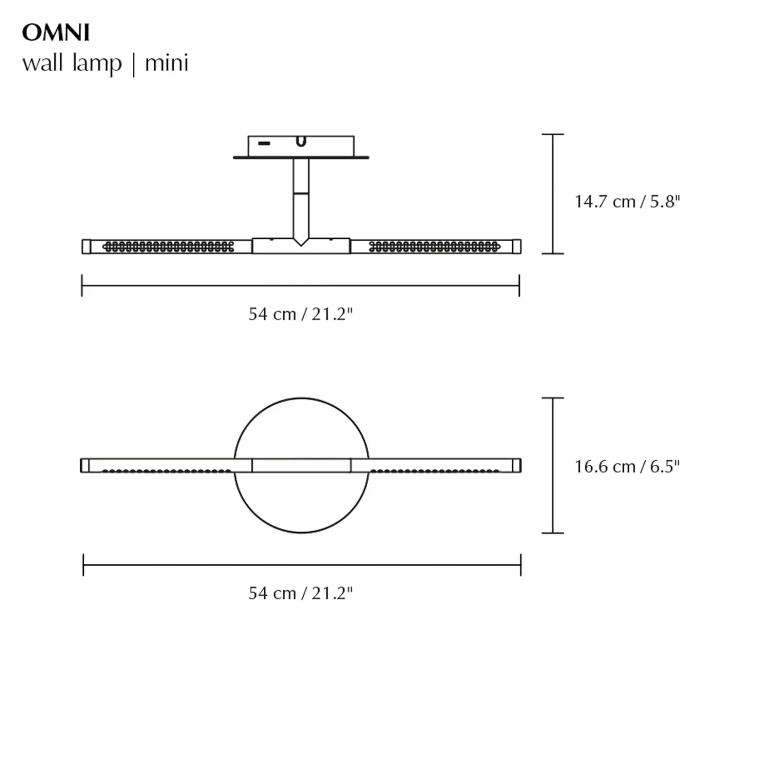 Aplique de pared LED UMAGE Omni, color latón, ancho 54 cm, 2 luces.