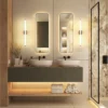 Aplique de pared LED VINA M, negro, 60 cm de ancho, IP44, CCT