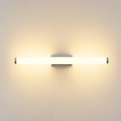 Aplique de pared LED VINA S, color cromo, ancho 40 cm, IP44, CCT