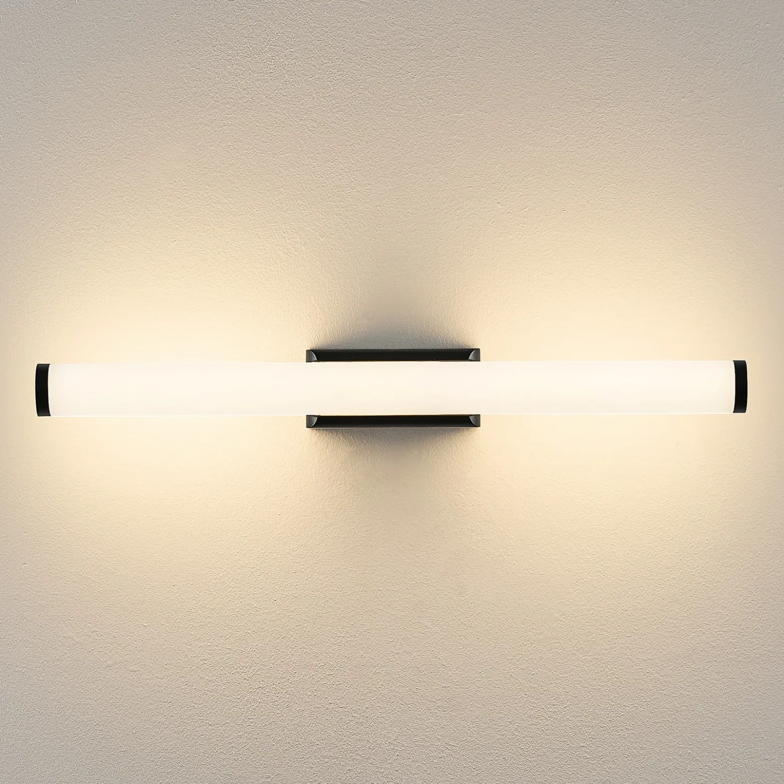 Aplique de pared LED VINA S, negro, ancho 40 cm, IP44, CCT