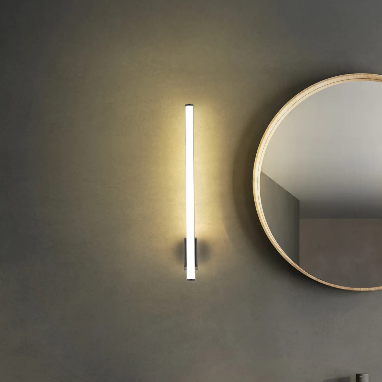 Aplique de pared LED VINA UP M, color cromo, altura 60 cm, IP44 CCT