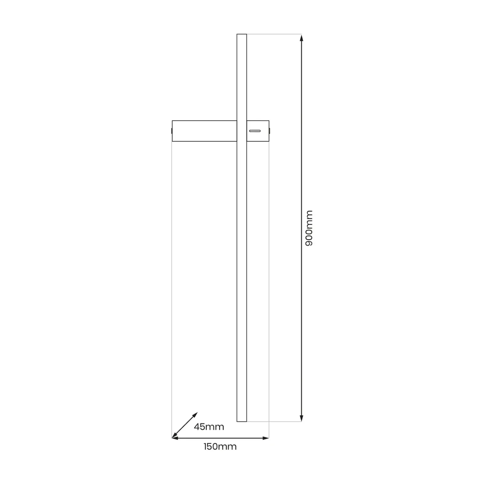 Aplique de pared LED Vision, altura 90 cm, metal, negro, 3000 K
