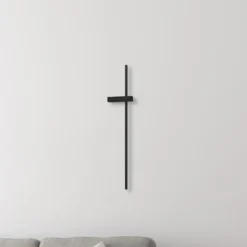 Aplique de pared LED Vision, altura 90 cm, metal, negro, 3000 K