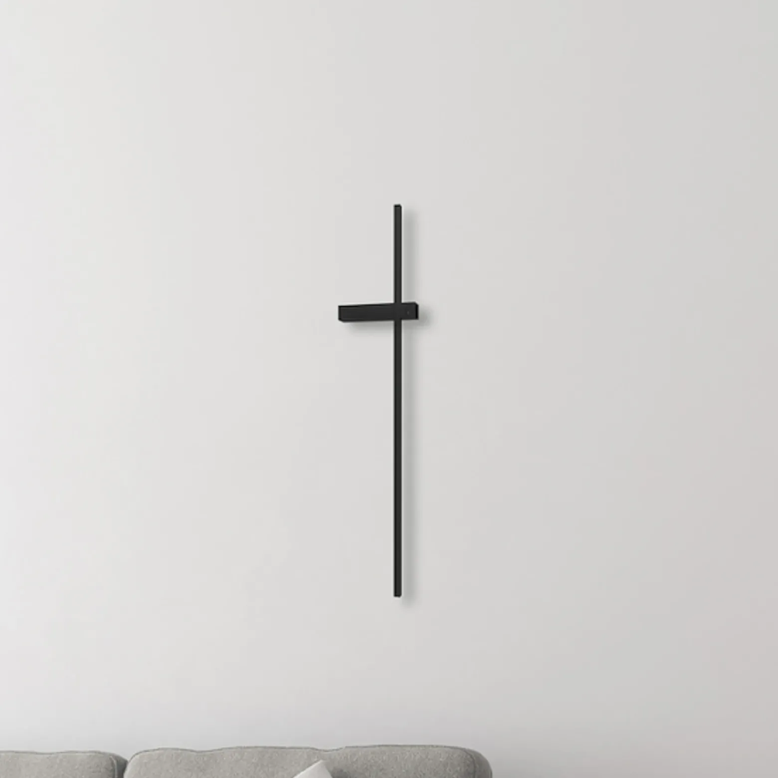 Aplique de pared LED Vision, altura 90 cm, metal, negro, 3000 K