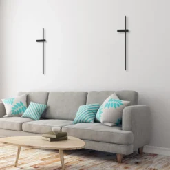 Aplique de pared LED Vision, altura 90 cm, metal, negro, 3000 K