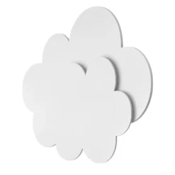 Aplique de pared LED Wölkchen con enchufe, blanco, madera, atenuable