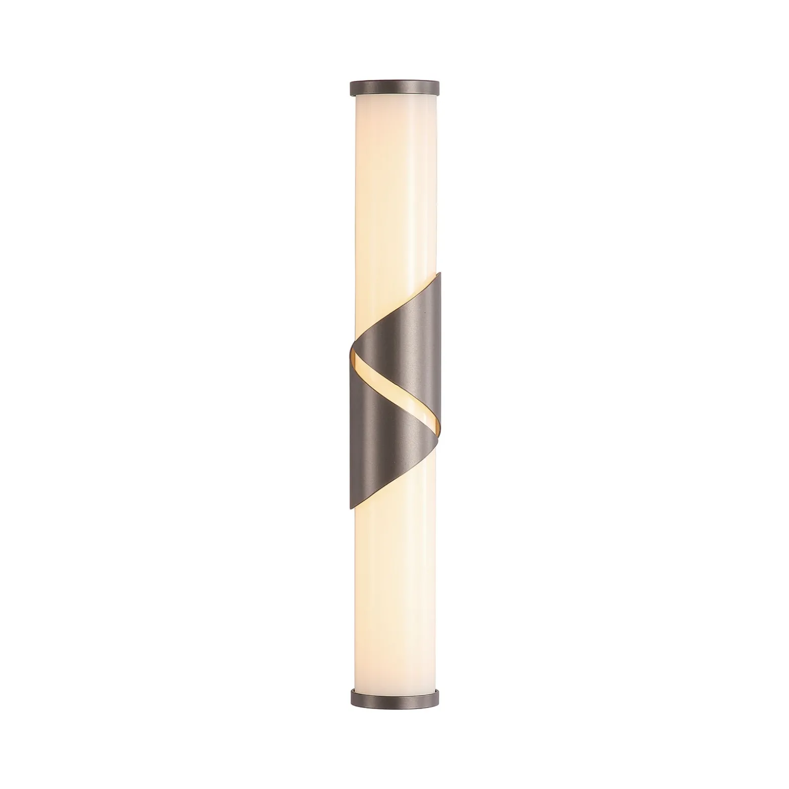Aplique de pared LED Wrap, IP44, bronce, metal, cristal, 3.000 K