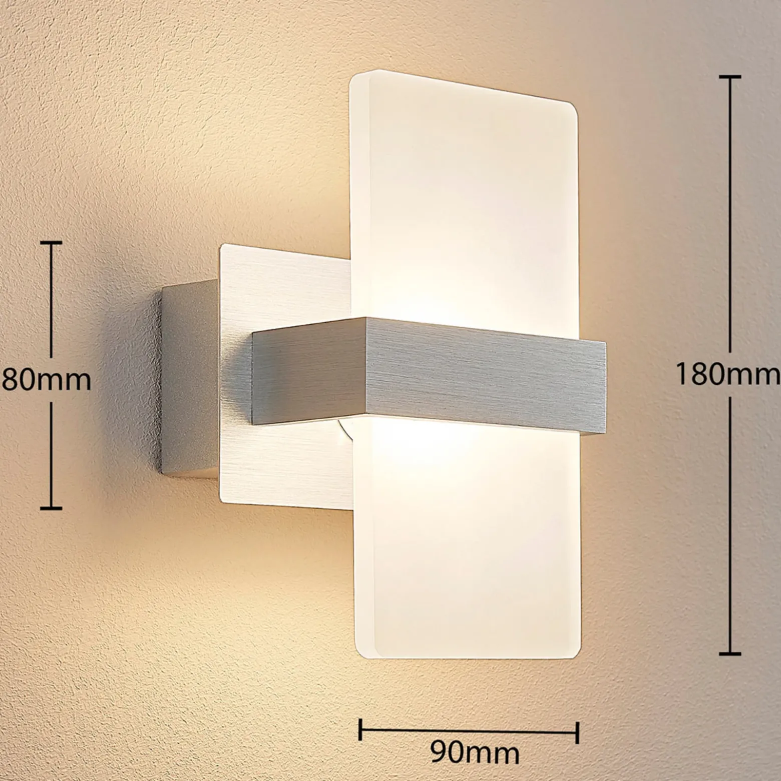 Aplique de pared LED Yorick de Lindby, 18 cm, aluminio/blanco con interruptor