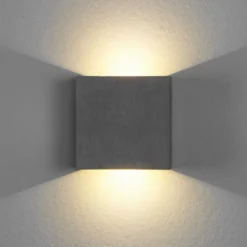 Aplique de pared LED Yva de Lindby, gris, hormigón, 13 x 13 cm, arriba/abajo