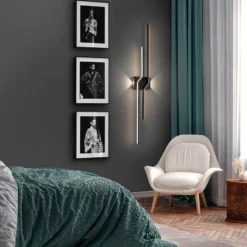 Aplique de pared LED Zig Zag, altura 100 cm, negro, metal, 4 luces.