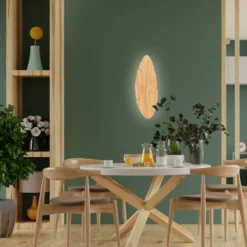Aplique de pared Lehti, madera clara, 51 x 18 cm, forma de hoja