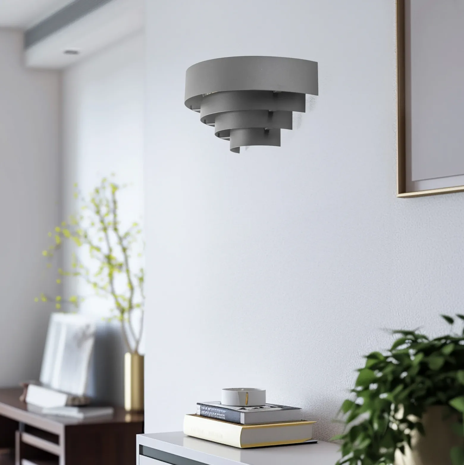 Aplique de pared Levin con pantalla de acero, gris